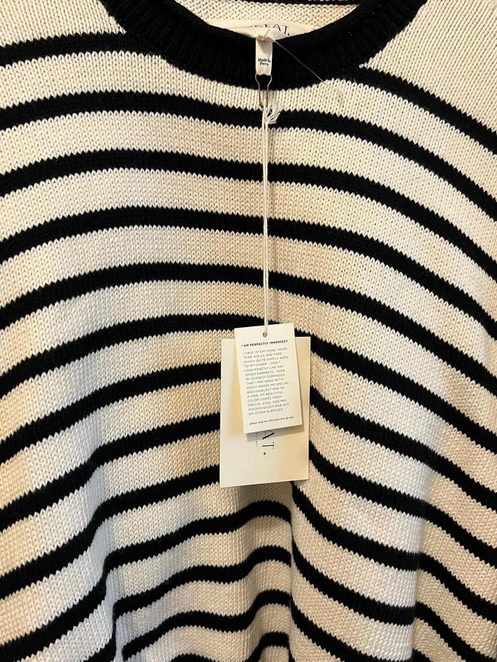 The Great. Cotton Roll Neck Striped Crewneck Sweater Sz M